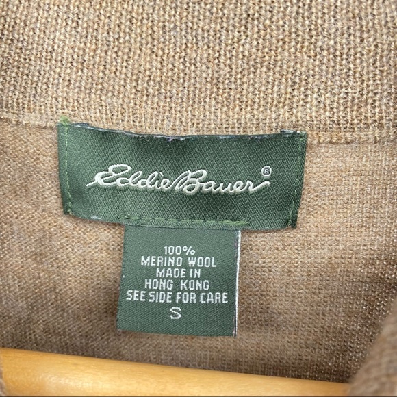 Eddie Bauer Brown Tan Merino Wool Belted Cardigan Sweater - Picture 4 of 7